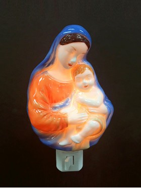 Porcelain Mary and baby Night Light with Gift Box